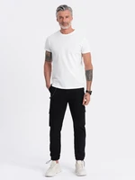 Ombre Men's pants with cargo pockets and leg hem - black