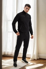 51357 Dewberry Plus Size Mens Tracksuit Set-BLACK