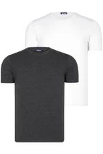 DOUBLE SET T8569 DEWBERRY BICYCLE COLLAR MEN'S T-SHIRT-WHITE-ANTHRACITE