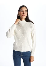 LC Waikiki Half Turtleneck Self Patterned Long Sleeve Women's Knitwear Sweater