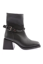 DGN 1964 Women's Short Heeled Boots with Chain And Belt Detail.