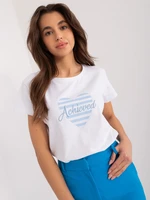 White and blue T-shirt with BASIC FEEL GOOD print