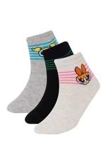 DEFACTO Girls Powerpuff Girls 3-Pack Cotton Ankle Socks