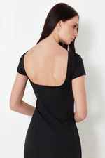 Trendyol Black More Sustainable A-line/Bell Form Stretchy Knitted Mini Dress