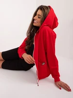 Red women's sweatshirt with pockets