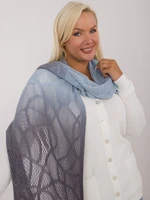 Light blue and gray women's knitted scarf