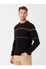 LC Waikiki Crew Neck Long Sleeve Color Block Men's Knitwear Sweater