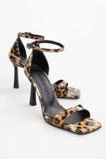 Shoeberry Women's Vinetta Leopard Patent Leather High Heel Shoes