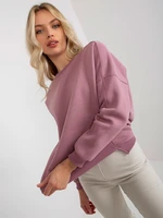 Basic Dusty Pink Cotton Loose-fitting Sweatshirt