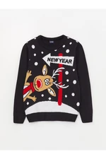 LC Waikiki Crew Neck New Year Themed Long Sleeve Boy's Knitwear Sweater