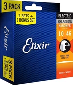 Elixir 16542 Nanoweb Electric Guitar Light 3 Pack (10-46) Struny do gitary elektrycznej