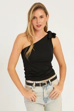 Cool & Sexy Women's Black One-Shoulder Blouse