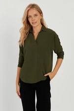 Cool & Sexy Women's Khaki Bat Sleeve Blouse