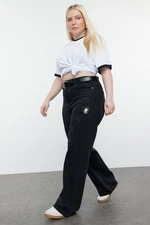 Trendyol Curve Black High Waist Wide Leg Denim Trousers