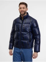 Dark Blue Men's Patterned Quilted Jacket Armani Exchange Giacca - Men's