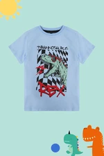 Trendyol Baby Blue Boy Dinosaur Patterned Short Sleeve Knitted T-Shirt