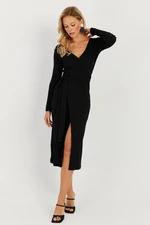 Cool & Sexy Women's Black Double Breasted Camisole Midi Dress