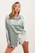 Bigdart 3985 Oversize Satin Shirt - Çağla