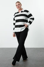 Trendyol Curve Black-White Striped Shirt-Removable Knitted Sweatshirt