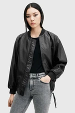 Kožená bunda bomber AllSaints BELLE dámska, čierna farba, prechodná, W008LB