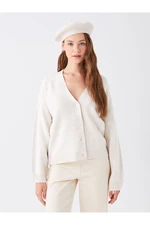 LC Waikiki V-Neck Plain Long Sleeve Women's Knitwear Cardigan