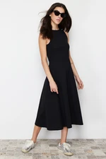 Trendyol Black 100% Cotton Skater/Water Open Crew Neck Sleeveless Midi Knitted Midi Dress