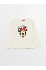 LC Waikiki Crew Neck Minnie Mouse Printed Long Sleeve Girls T-Shirt