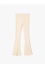 Koton Flared Leg Trousers Ribbed Elastic Waist