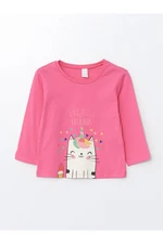 LC Waikiki Crew Neck Printed Long Sleeve Baby Girl T-Shirt