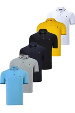 SET OF SIX T8586 DEWBERRY MEN'S T-SHIRT-BLACK-WHITE-NAVY-GREY-LIGHT BLUE-YELLOW