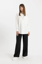 DEFACTO Wide Leg Wide Leg Double Pleated Basic Plain Woven Trousers