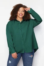 Trendyol Curve Emerald Green Woven Plus Size Shirt