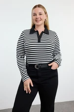 Trendyol Curve Black-White Striped Knitted Blouse