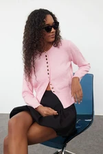 Trendyol Pink Basic Buttoned Jacket-Look Knitted Cardigan