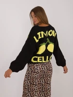 Black women's patterned sweater with button fastening