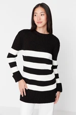 Trendyol Black Thick Striped Corduroy Knitwear Sweater