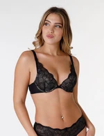 WONDERBRA GLAMOUR TRIANGLE PUSH-UP BRA - Womens Lace Bra Push-Up - Black