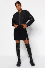 Trendyol Black Slit High Waist Mini Denim Skirt