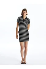 LC Waikiki Polo Neck Striped Short Sleeve Women's Dress