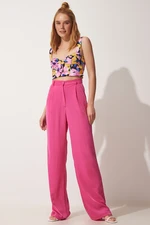 Happiness İstanbul Women's Pink Flowy Aerobatic Palazzo Pants