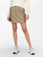 Beige women's faux leather short skirt ONLY Maureen - Women