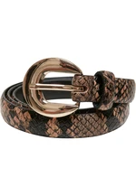 Women's synthetic snake leather belt beige/black