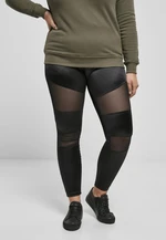 Women's Shiny Tech Mesh Leggings - Black