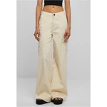 Women's high-waisted and wide-waisted twill trousers Cargo Cargo whitesand