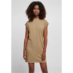 Women's tortoise dress with extended shoulder khaki