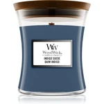 Woodwick Indigo Suede vonná svíčka s dřevěným knotem 275 g