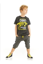 Mushi Dino Explorer Boys' Camouflage T-shirt, Gray Capri Shorts Summer Suit.