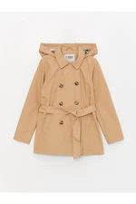 LC Waikiki Basic Girls' Trench Coat with a Hooded
