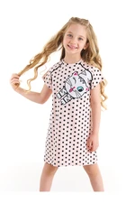 Denokids White Cat Girl Child Polka Dot Pink Dress