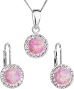 Evolution Group Třpytivá souprava šperků s krystaly Preciosa 39160.1 & light rose s.opal (náušnice, řetízek, přívěsek)